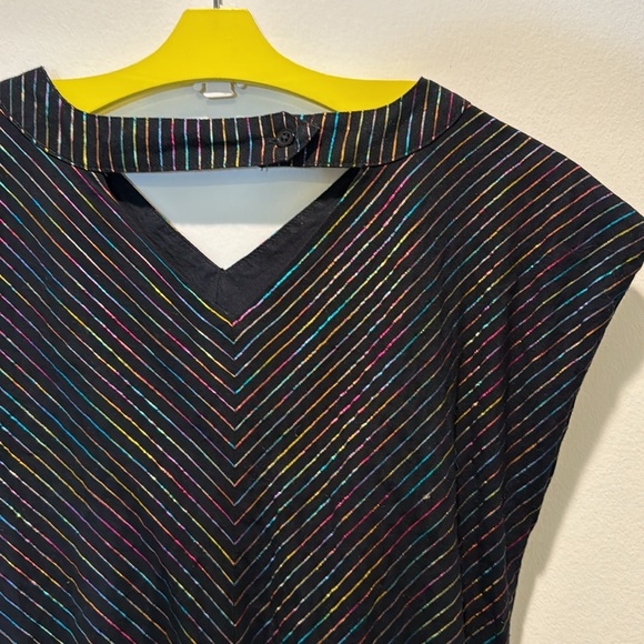 Tea Collection black foil striped dress with lining, size 10 - Picture 5 of 11